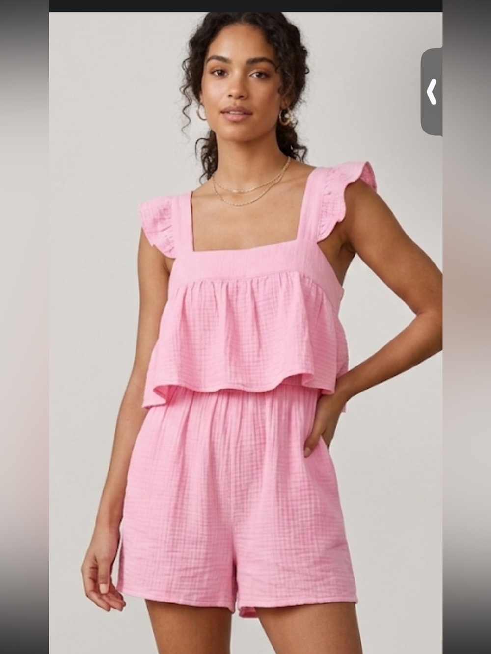 Pink Ruffle Gauze Romper.  NWT